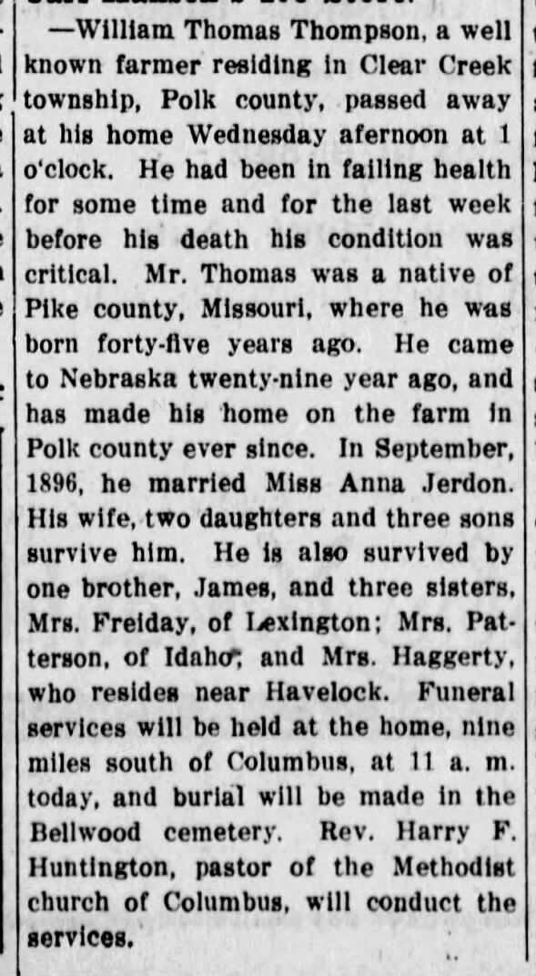 Clipping from The Columbus Telegram